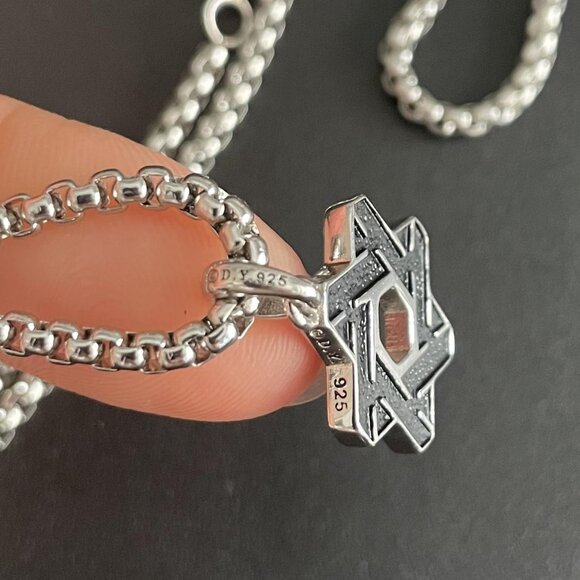 AMAZING CABLE STAR OF DAVID AMULET IN S 925 STERLING SILVER - Picture 9 of 9